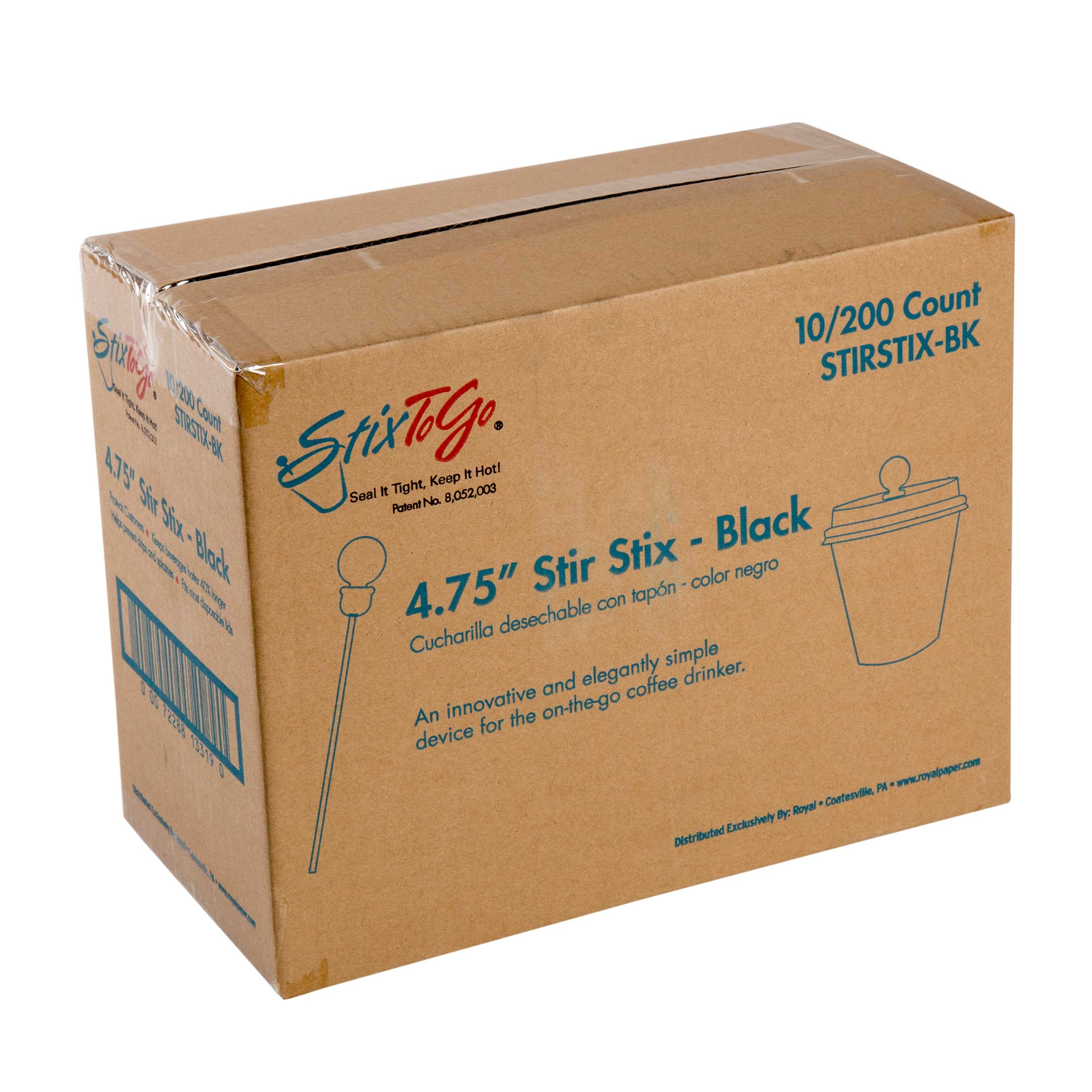 Pro Pak Black Stir Stix, 4.75 inch -- 2000 per case.