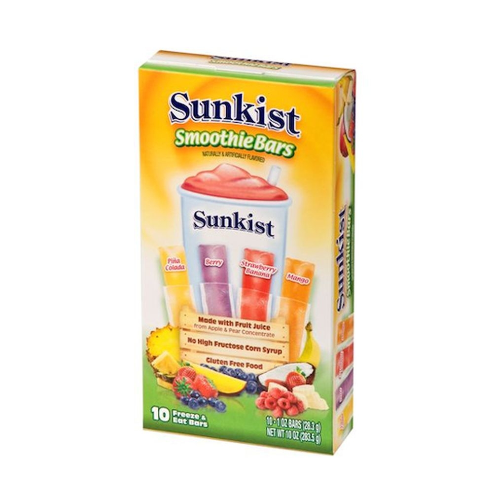 Sunkist Pina Colada Berry Strawberry Banana and Mango Smoothie Bar, 10 count -- 12 per case