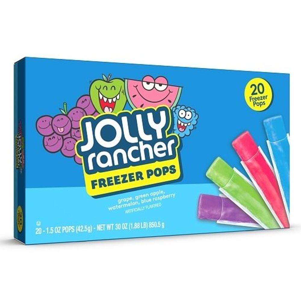 Jolly Rancher 5 Watermelon 5 Grape 5 Blue Raspberry and 5 Green Apple Freezer Pops, 20 count -- 12 per case