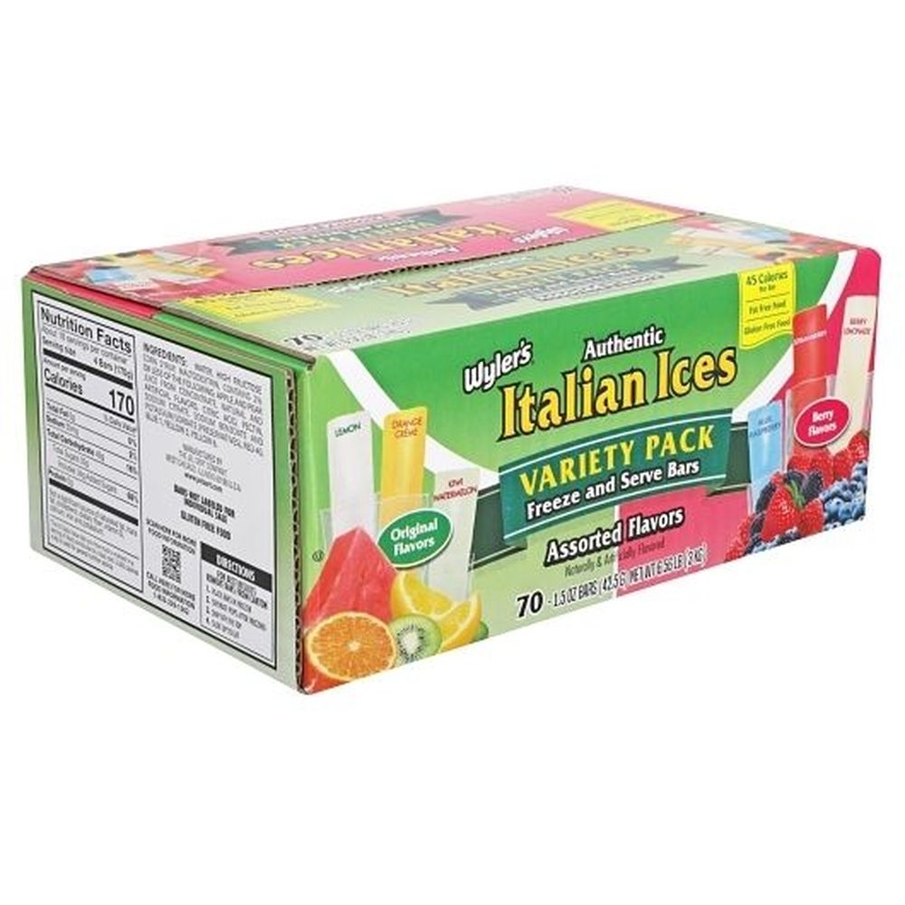 Wylers Italian Ices Assorted Freezer Bar - Variety Pack, 6.56 Pound