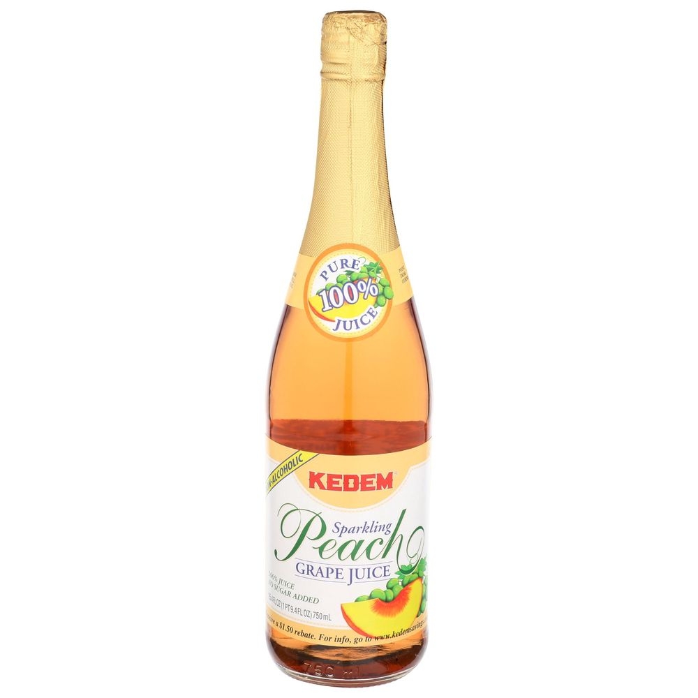 Kedem Sparkling Peach Grape Juice, 25.4 Fluid Ounce -- 12 per case
