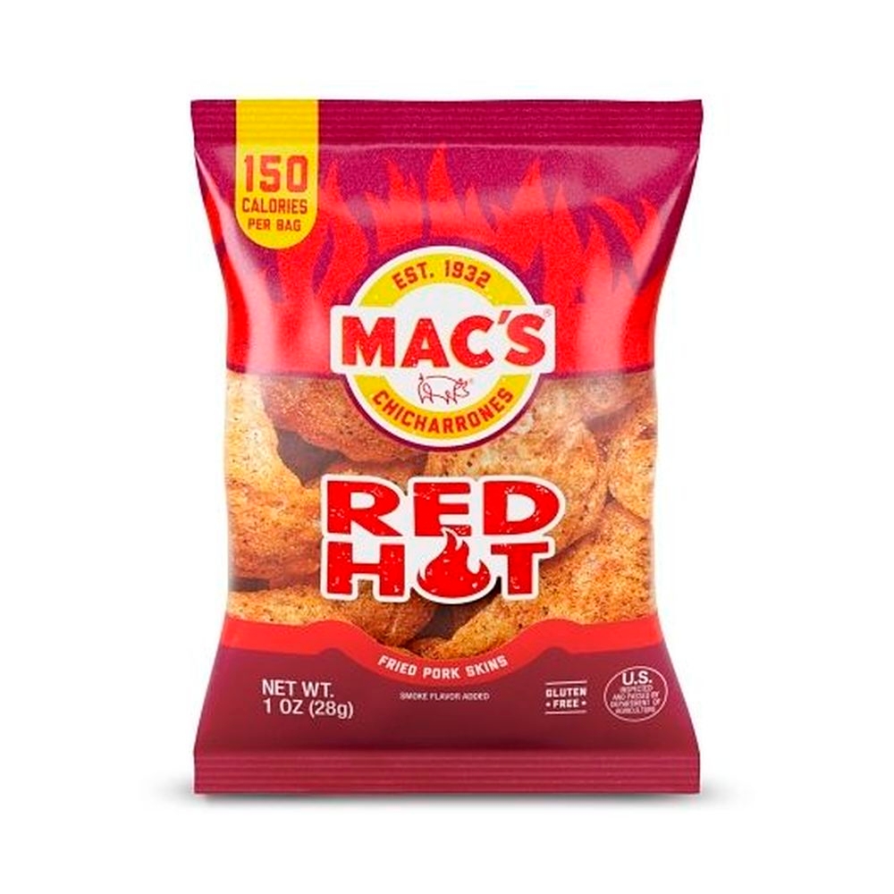 Macs Red Hot Pork Skins, 1 Ounce -- 48 per case