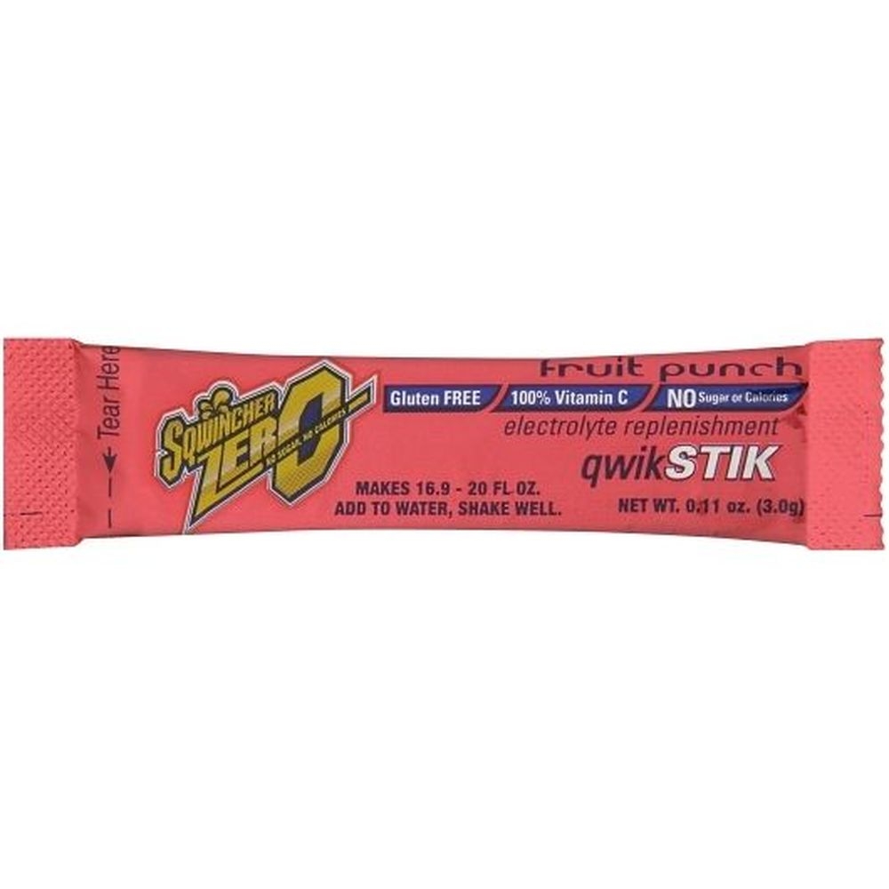 Sqwincher Qwik Stick Fruit Punch Electrolyte Powder Mix, 0.11 Ounce -- 500 per case