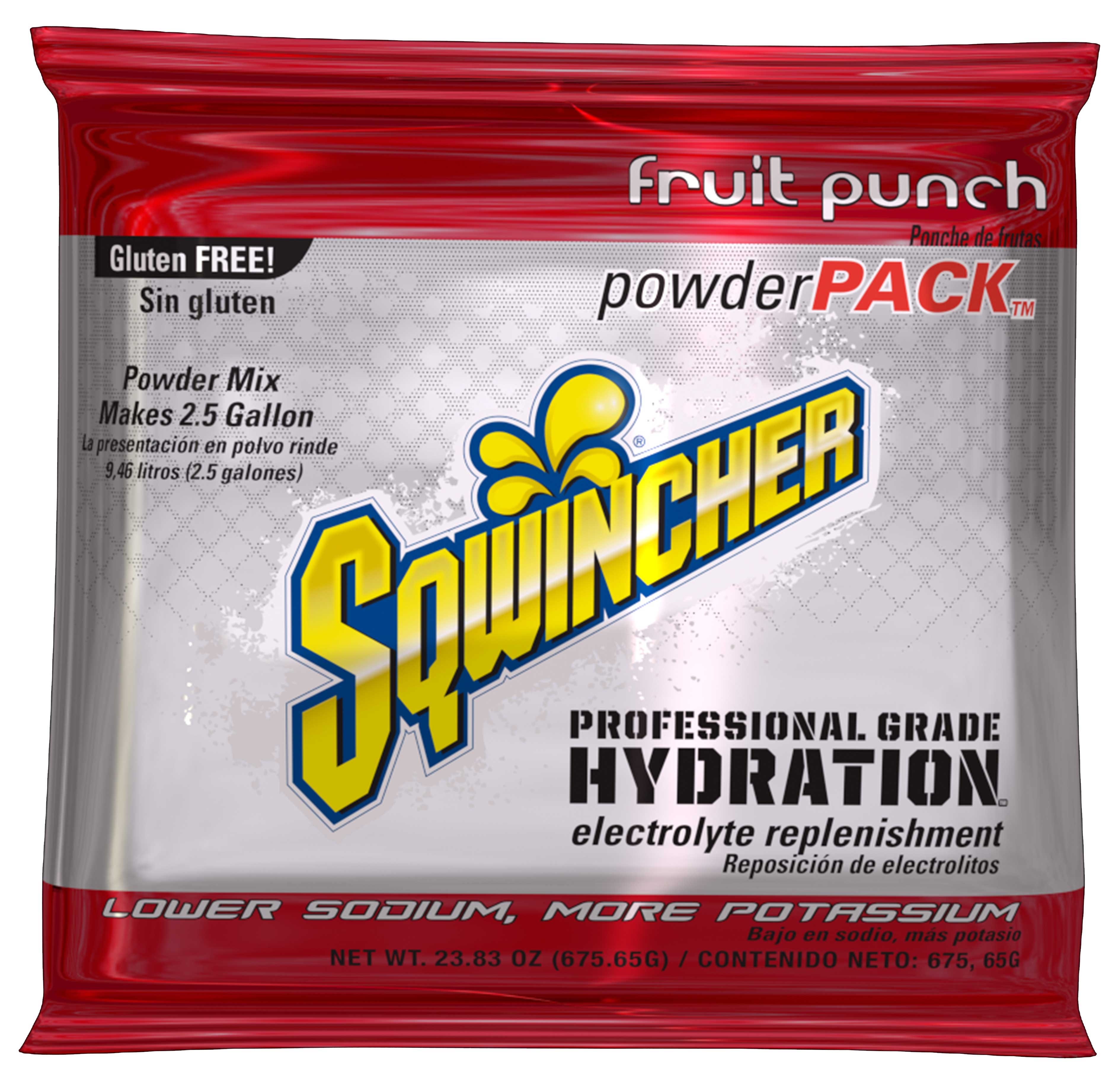 Sqwincher Fruit Punch Instant Powder Mix, 2.5 Gallon -- 32 per case.
