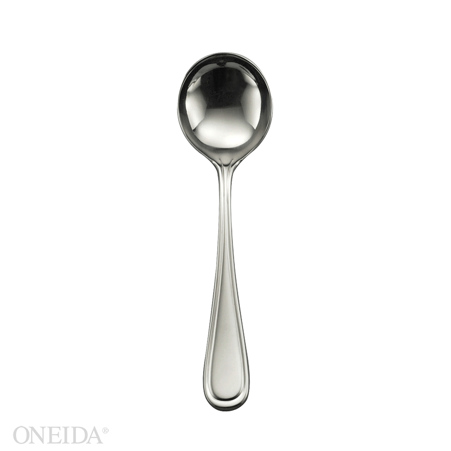 Oneida New Rim 18/10 Stainless Steel Round Bowl Soup Spoon -- 12 per case.