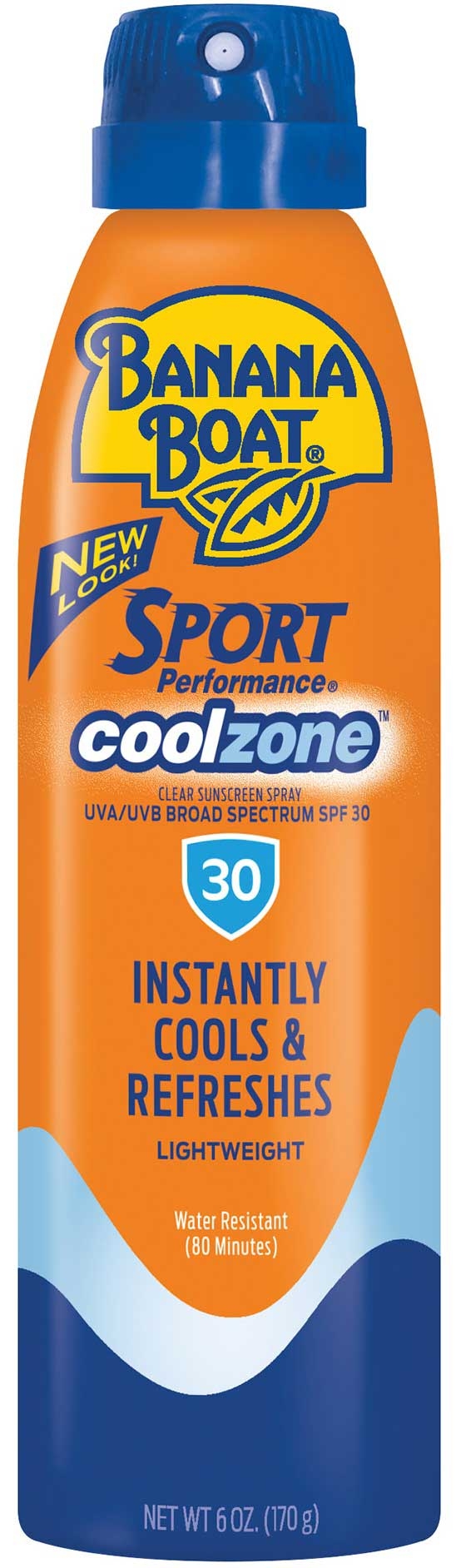 Banana Boat Sport Performance Coolzone SPF 30 Clear Sun Screen Spray, 6 Ounce Bottle -- 12 per case