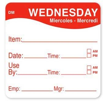 Daymark Square Wednesday Food Label, 2 x 2 inch -- 250 per case