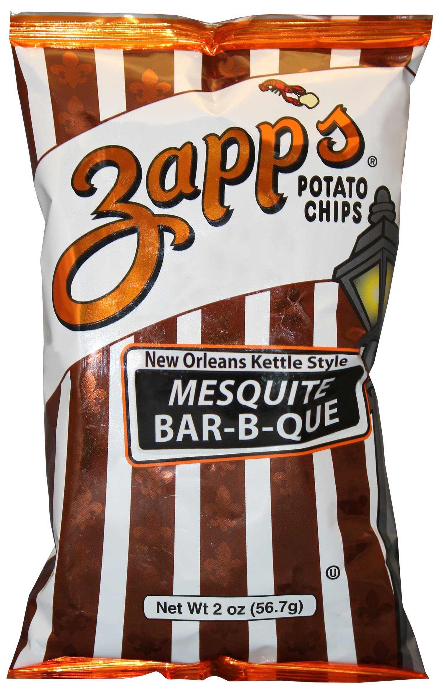 Zapps Mesquite Barbeque New Orleans Kettle Style Potato Chips, 2 Ounce -- 25 per case.