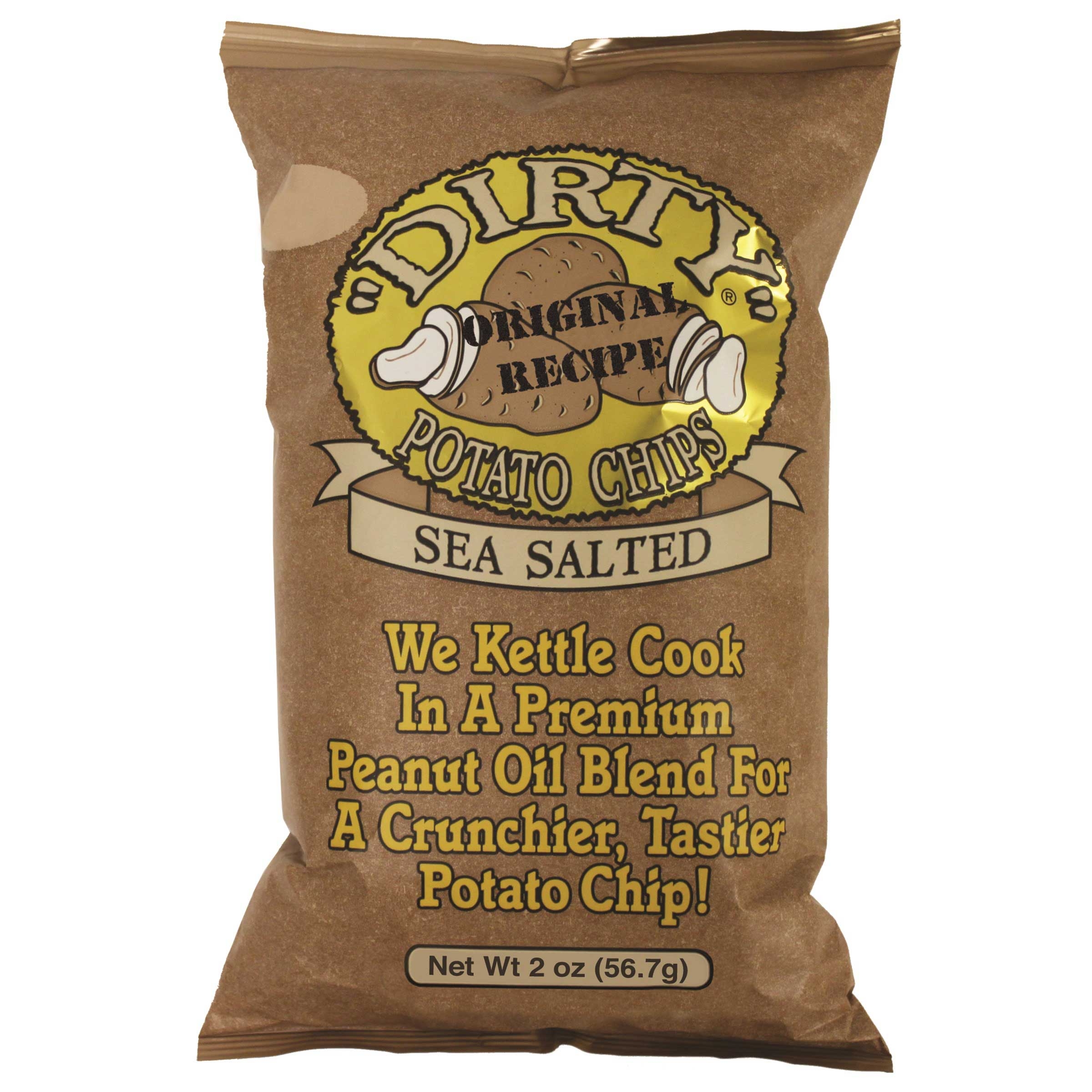 Dirty Sea Salt Potato Chips, 2 Ounce -- 25 per case.