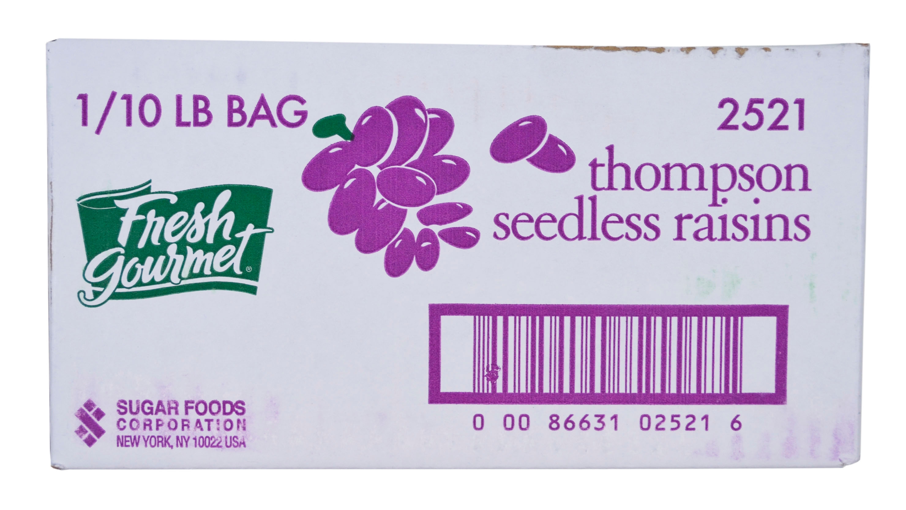 Sugar Foods Yellow Frame Farms Thompson Seedless Raisin, 10 Pound.