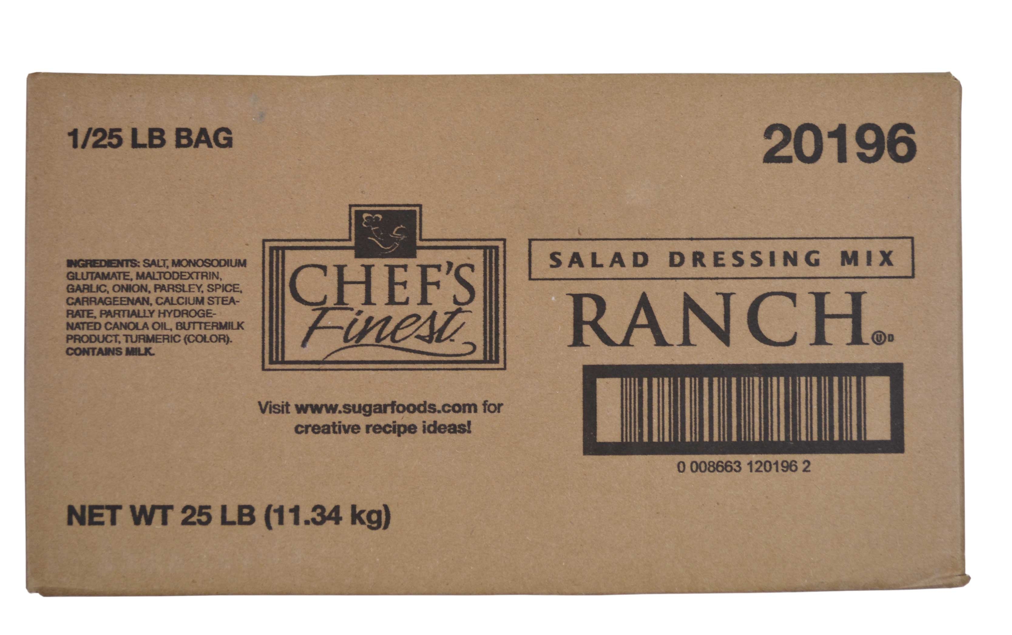 Sugar Foods Chefs Finest Ranch Dressing, 25 Pound.