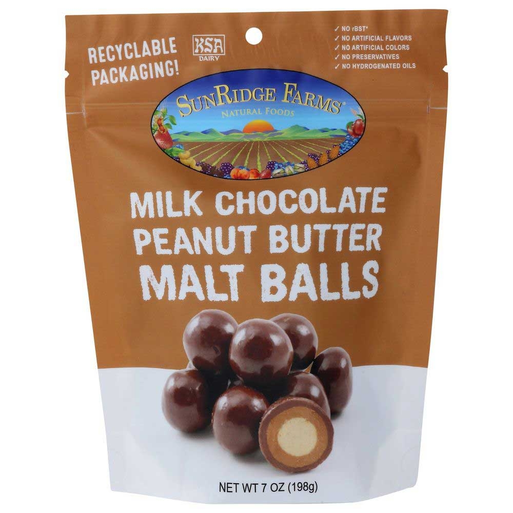 Sun Ridge Farms Milk Chocolate Peanut Butter Malt Balls, 7 Ounce -- 12 per case