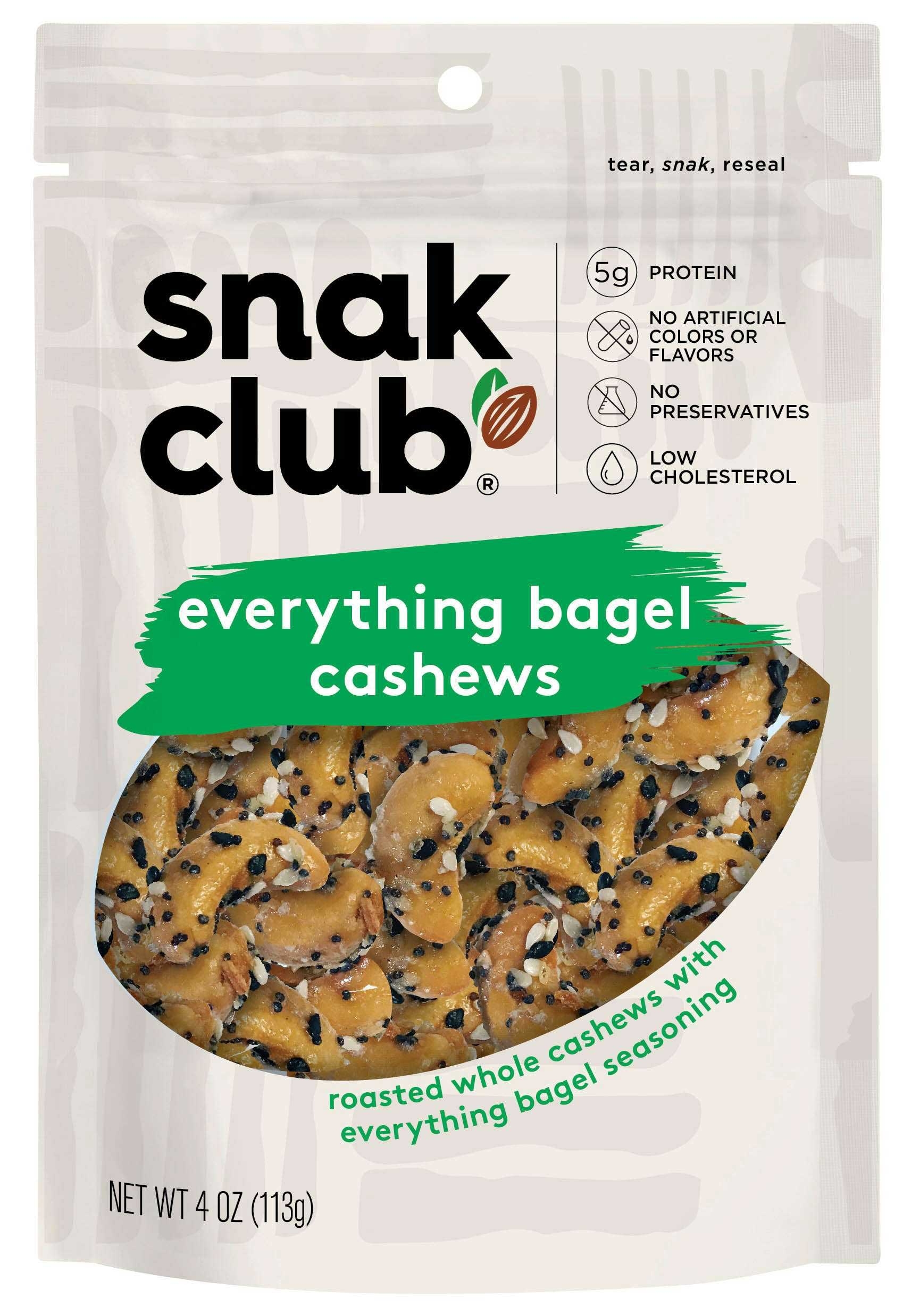 Century Snacks Snak Club Everything Bagel Cashews - Small Gusset Bag, 4 Ounce -- 6 per case