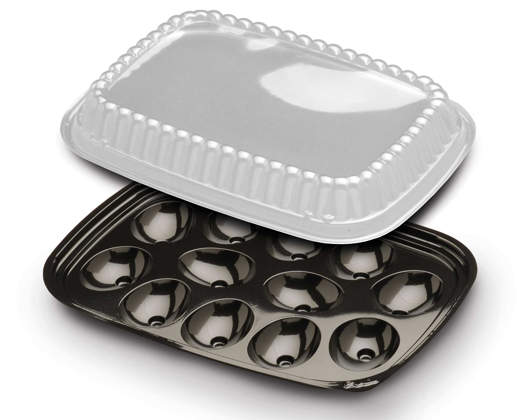 D and W Fine Pack Pet Black 12 Egg Tray with Dome Lid -- 328 per case.
