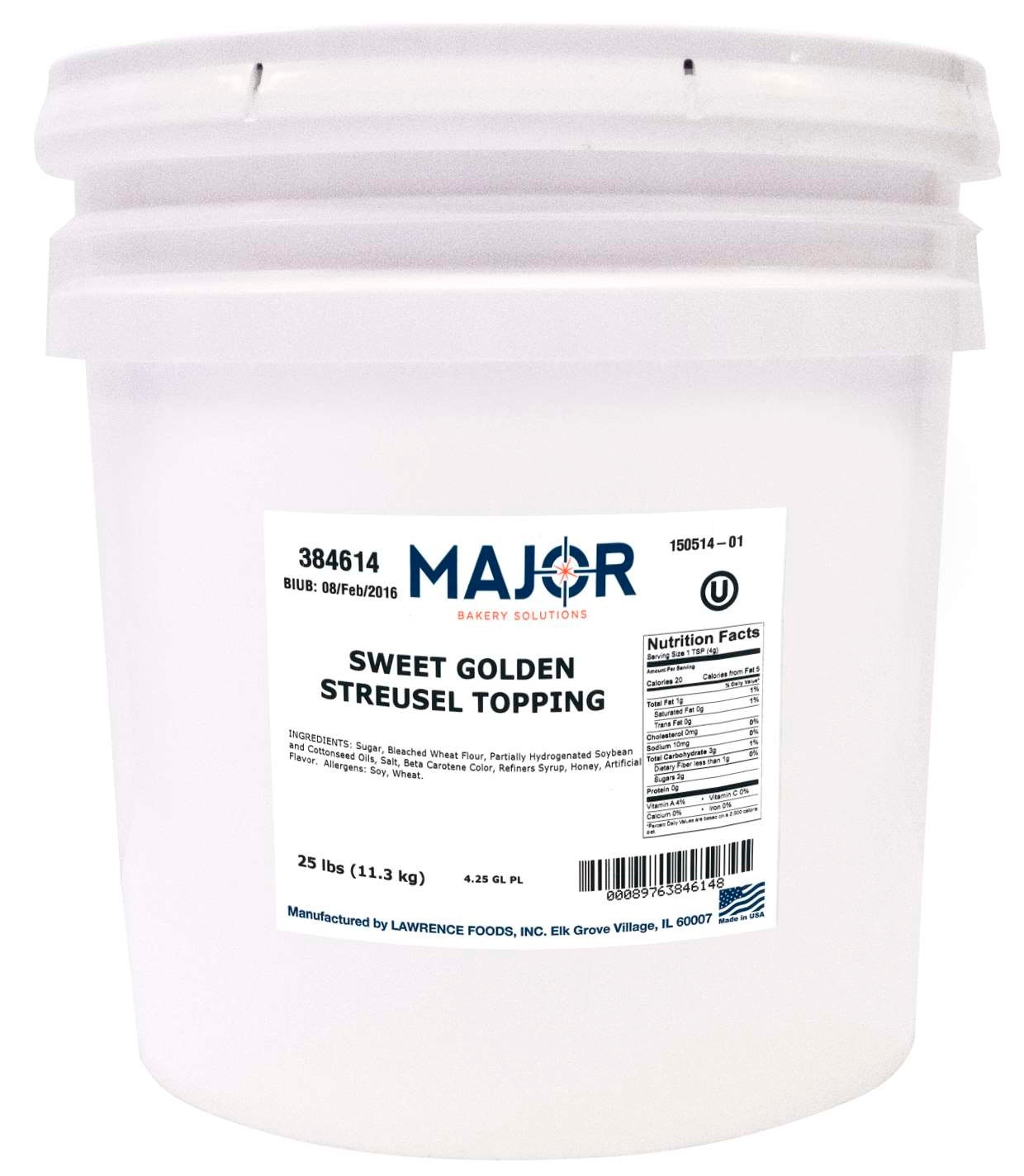 Major Bakery Solutions Sweet Golden Streusel Topping, 25 Pound