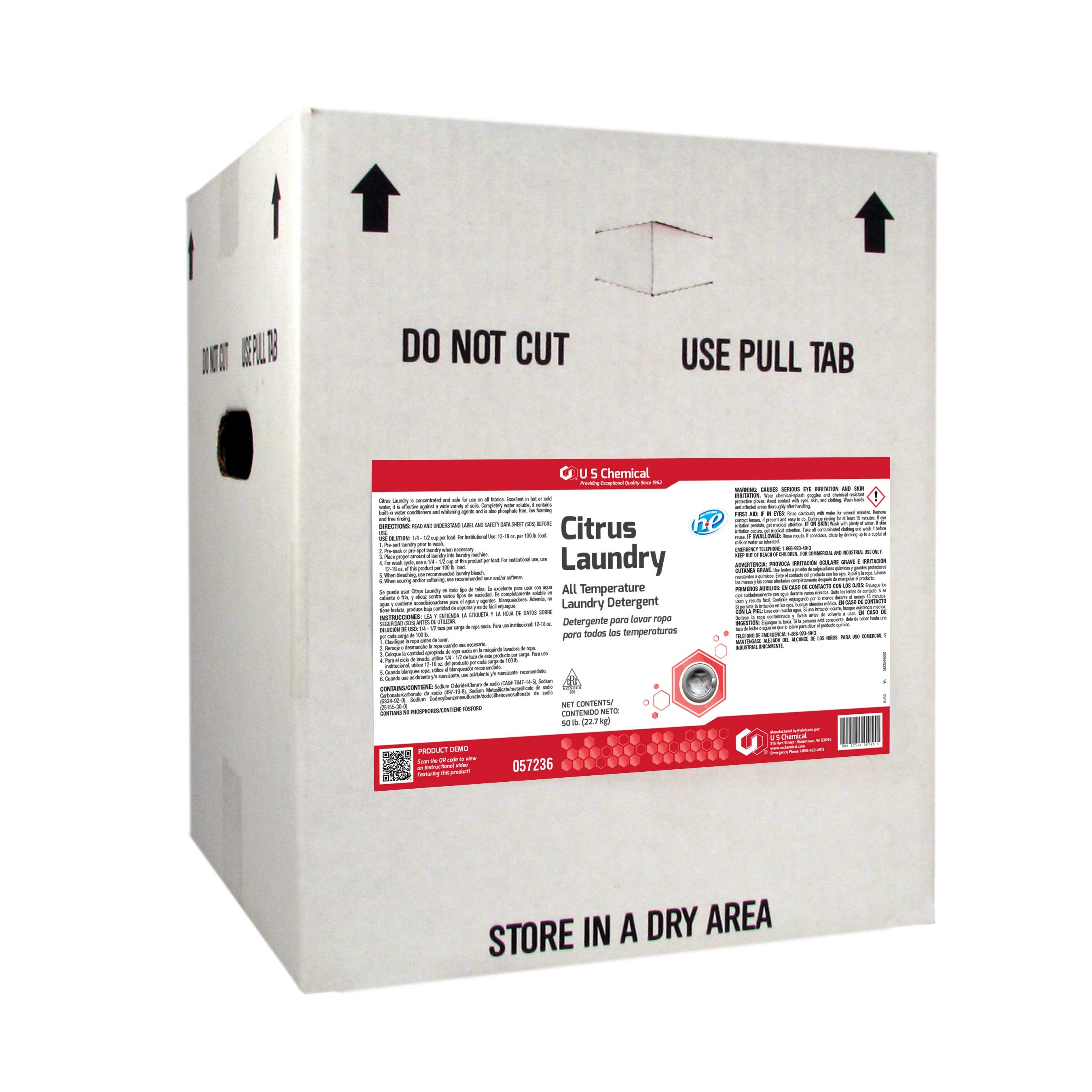 US Chemical Blue Citrus Scented Laundry Detergent Powder, 50 Pound.