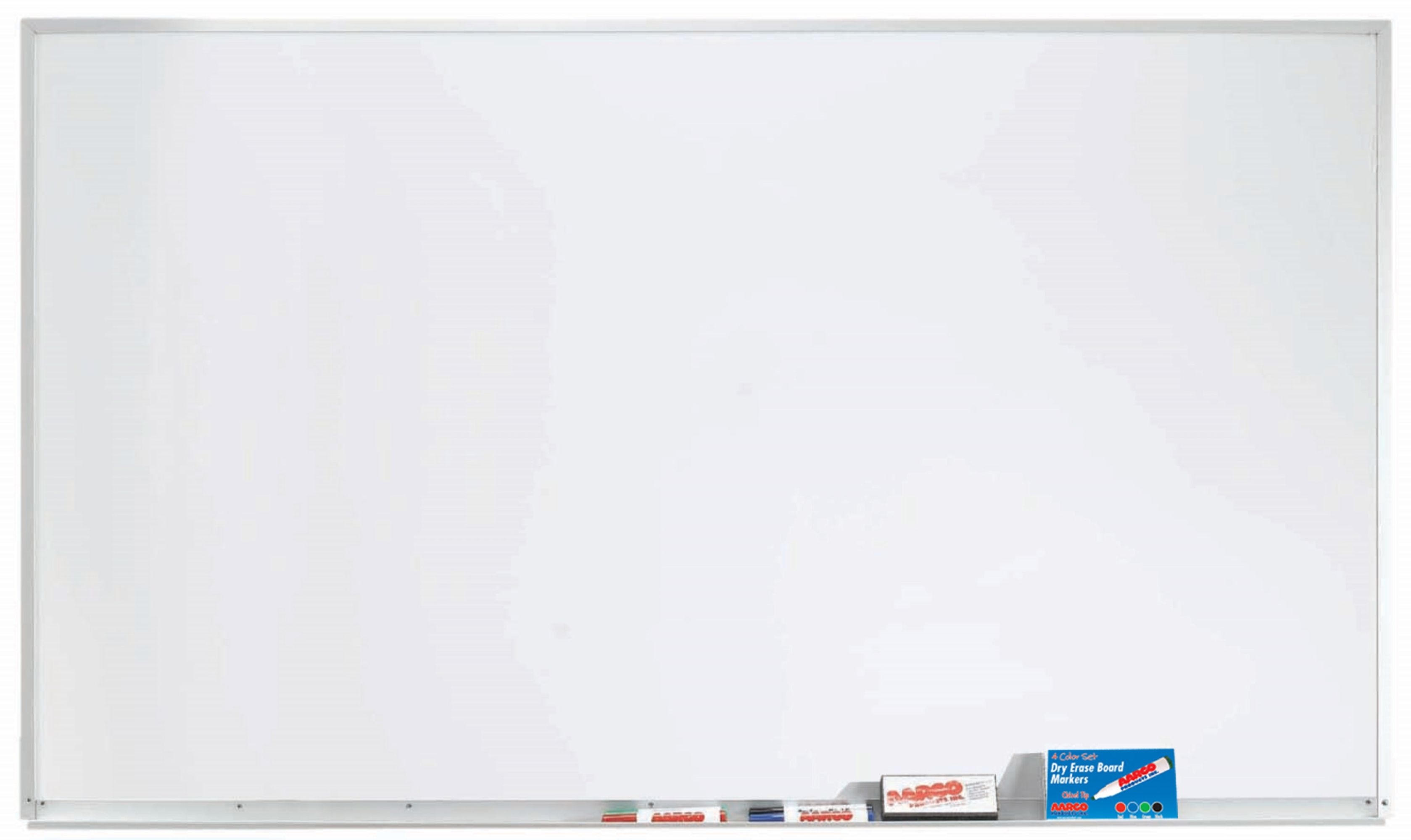 Aarco Clear Satin Anodized Aluminum Frame White Porcelain Enamel on Steel Marker Board, 24 inch Height x 36 inch Width