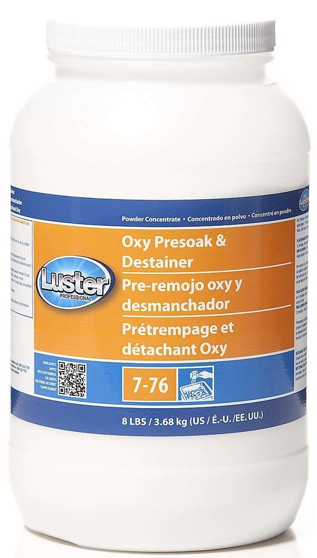 Luster Professional 7-76 Oxy Presoak and Destainer Concentrate Powder, 8 Pound -- 2 per case