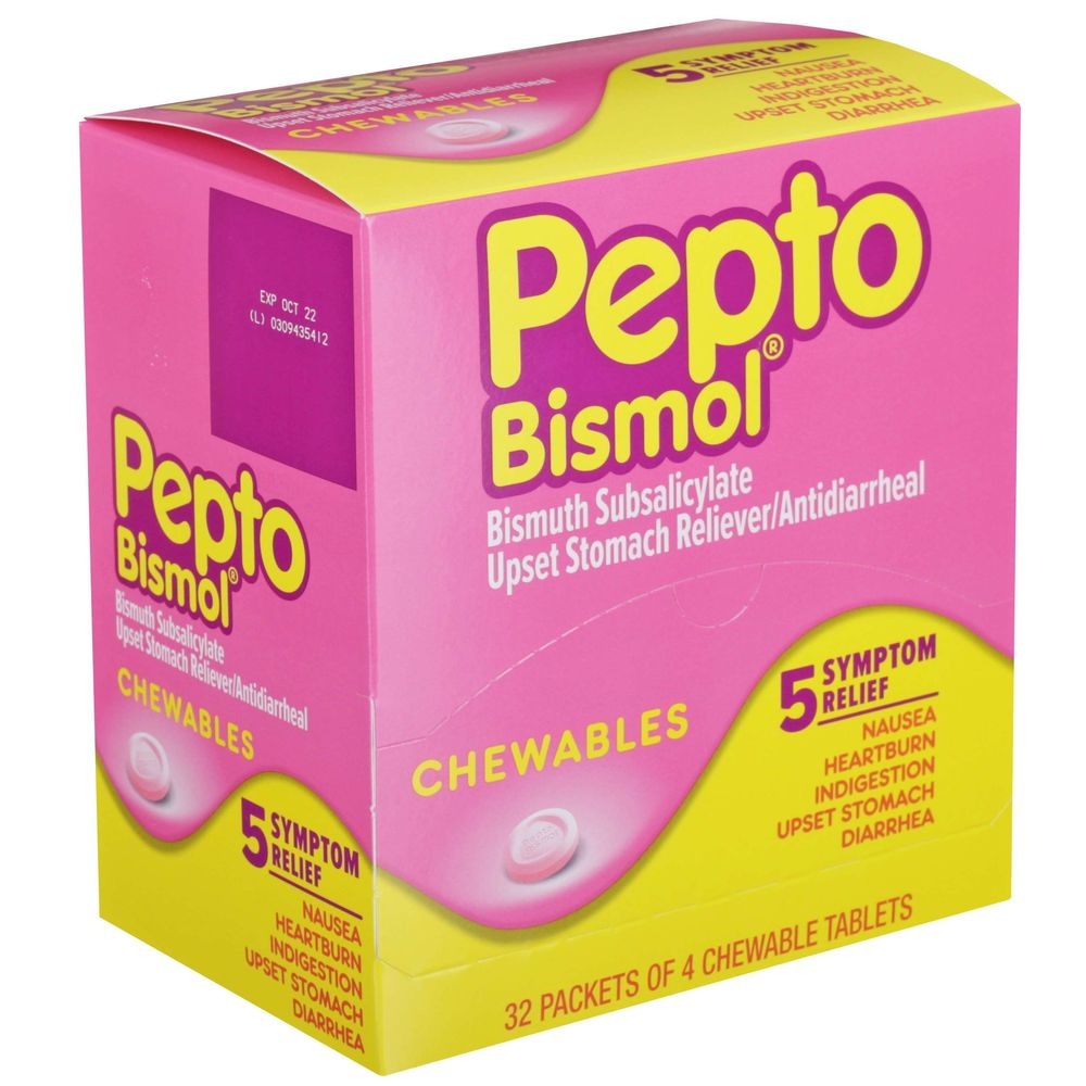 Pepto Bismol Original Flavored Chewable Tablets - 4 per pack -- 384 packs per case