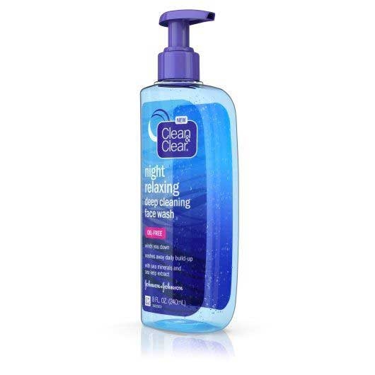 Clean and Clear Night Relaxing Oil Free Deep Cleansing Face Wash, 8 Fluid Ounce -- 24 per case
