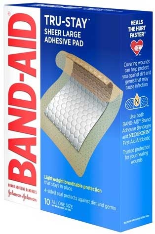 Band Aid Tru Stay Large Adhesive Pad, 10 count per pack -- 24 per case.