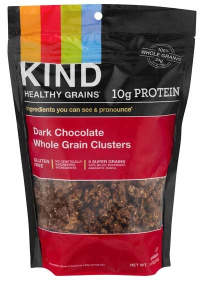 Kind Snacks Dark Chocolate Whole Grain Clusters, 11 Ounce -- 6 per case.