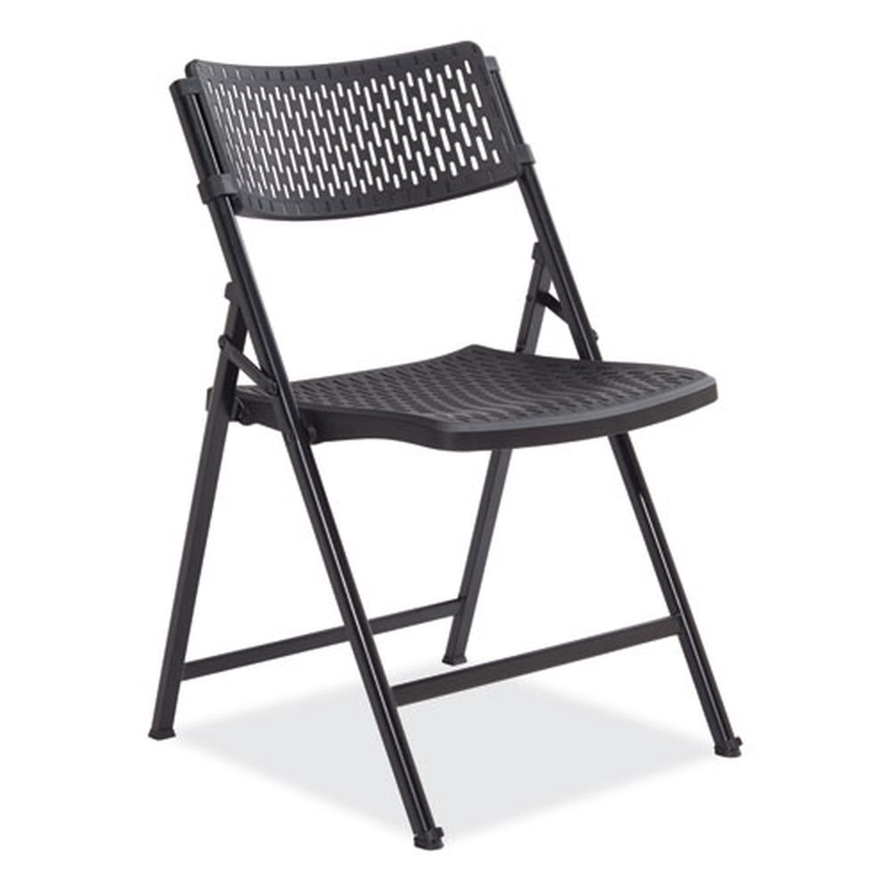 NPS AirFlex Series Black Seat/Back/Base Premium Poly Folding Chair with 17.25 inch Seat Height, Supports 1000 Pound -- 4 per case
