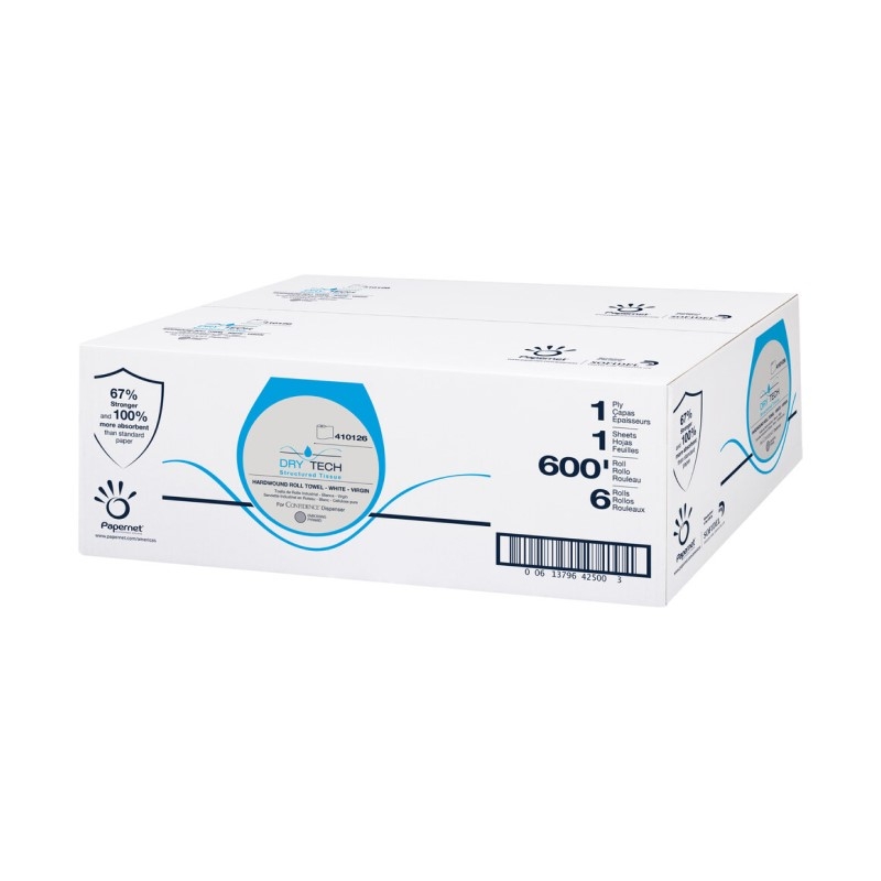 Sofidel America Dry Tech TAD White Paper Premium Hardwound Towel Roll, 7.6 inch x 600 feet -- 6 per case