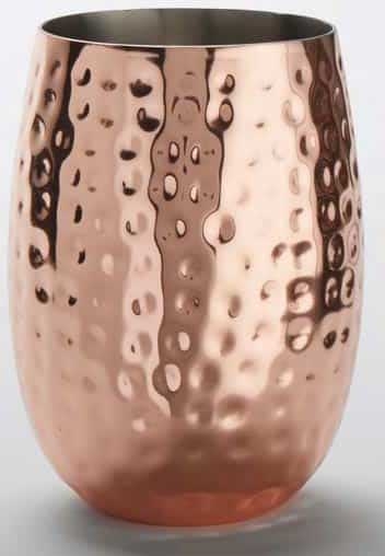 American Metalcraft Stainless Steel Copper Mirror Finish Hammered Double Wall Mule Cup, 14 Ounce