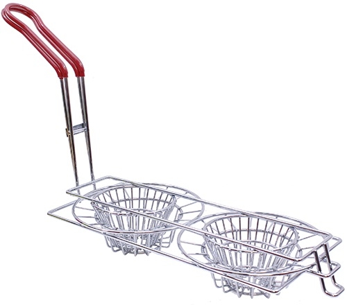 Tablecraft Stainless Steel Tortilla Double Taco Cup Fry Basket, 8 inch -- 6 per case