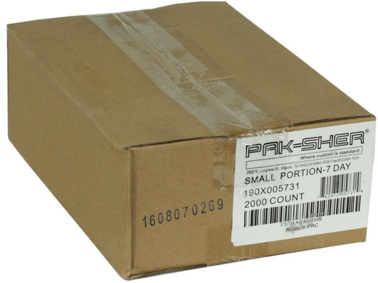 Pak Sher 7 Day Food Storage Portion Bag -- 2000 per case.