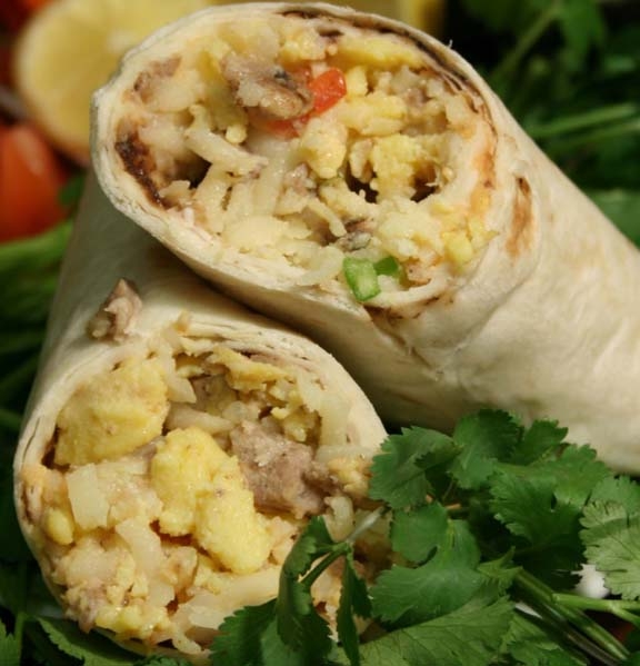 Tres Picosos Potato Egg and Sausage Green Chile Burrito -- 12 per case.