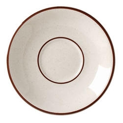 Vertex China Brown Speckled Double Band Caravan Saucer, 6 1/8 inch -- 36 per case.