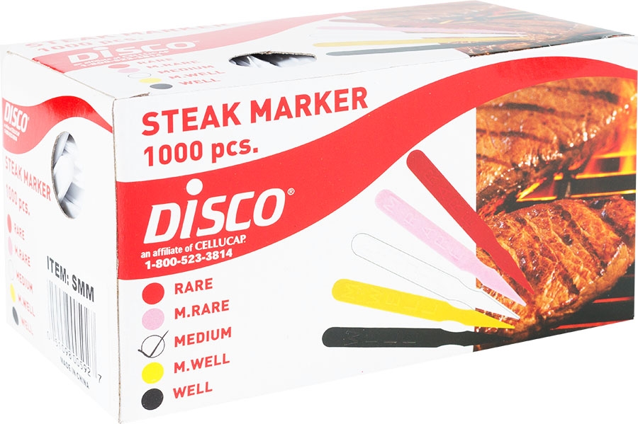 Cellucap Medium White Steak Marker - 1000 per pack -- 5 packs per case.