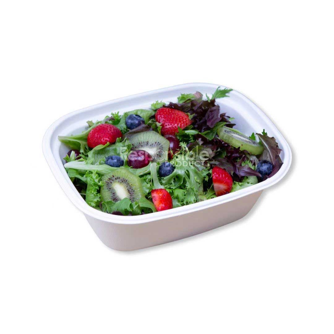 Responsible Products Rectangle No-PFAS Added Compostable Molded Fiber Bowl, 48 Ounce Capacity -- 200 per case