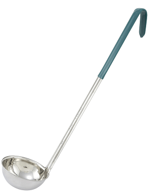 Winco Stainless Steel Green Handle Ladle, 4 Ounce -- 12 per case