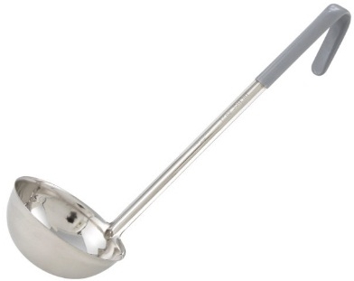 Winco Stainless Steel Gray Handle Ladle, 12 Ounce -- 12 per case