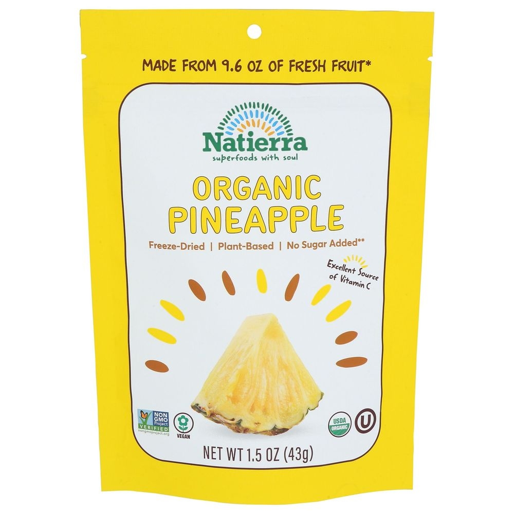 Natierra Organic Freeze Dried Pineapple, 1.5 Ounce -- 12 per case