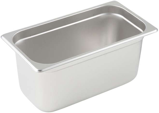Winco 25 Gauge Stainless Steel Third Size Anti Jam Steam Pan, 6 inch Depth