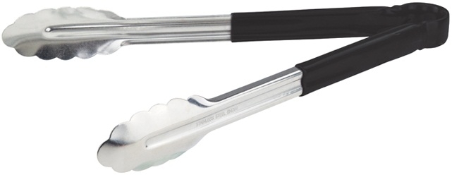 Winco Heavy Duty Utility Tong with Plastic Black Handle, 12 inch