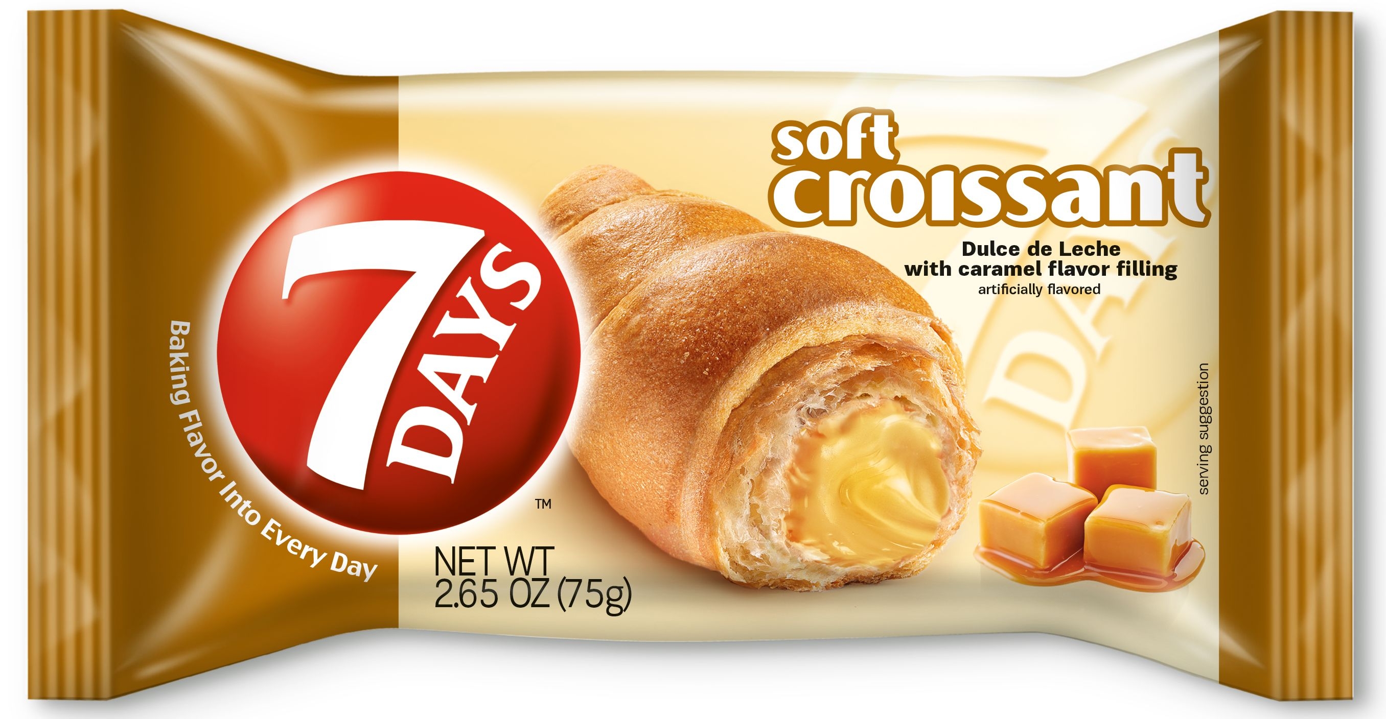 7 Days Caramel Filling Soft Croissant, 2.65 Ounce -- 24 per case.