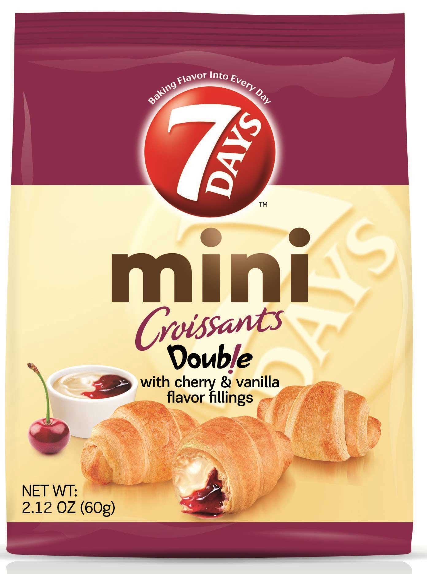 7 Days Cherry and Vanilla Mini Croissant, 2.12 Ounce - 5 count per pack -- 6 packs per case