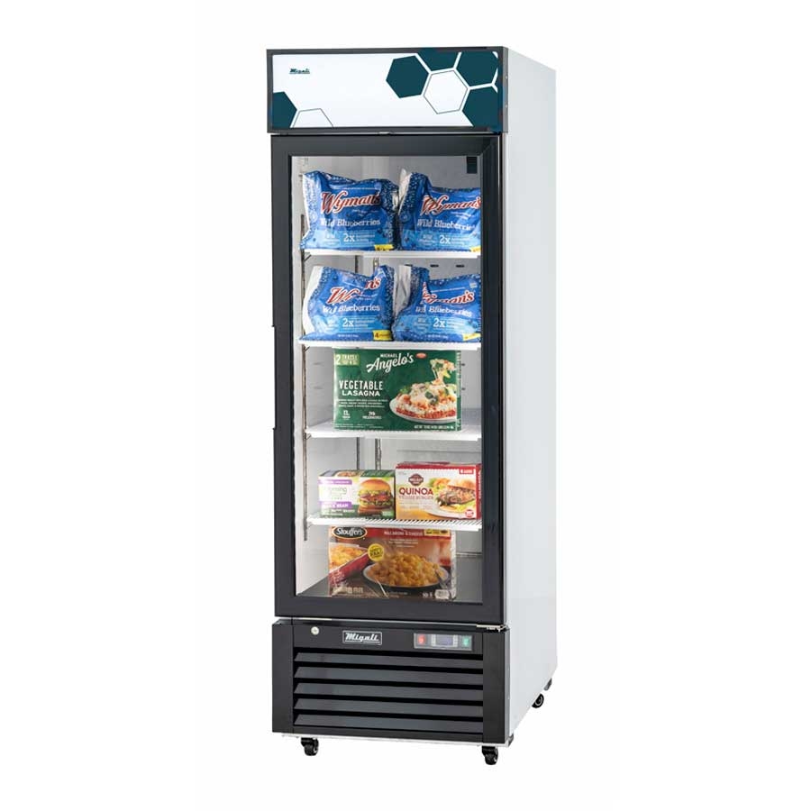 Migali Powder Coated Steel 1 Glass Door Merchandiser Freezer with 4 Adjustable Shelves, 27 inch Width x 31.5 inch Depth x 81 inch Height