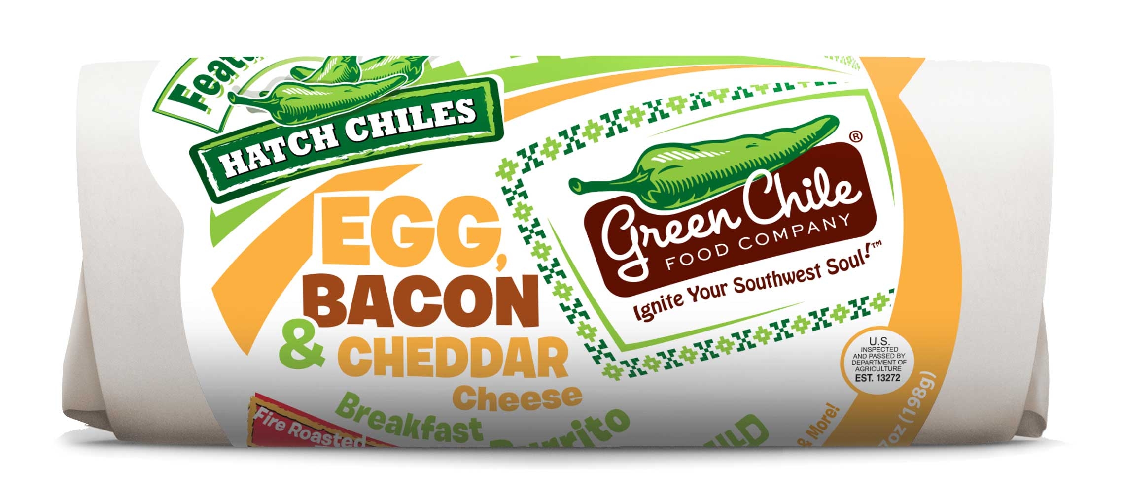 Green Chile Food Egg and Bacon Breakfast Burrito with Hashbrowns Salsa Green Chile and Cheddar, 7 Ounce -- 12 per case.