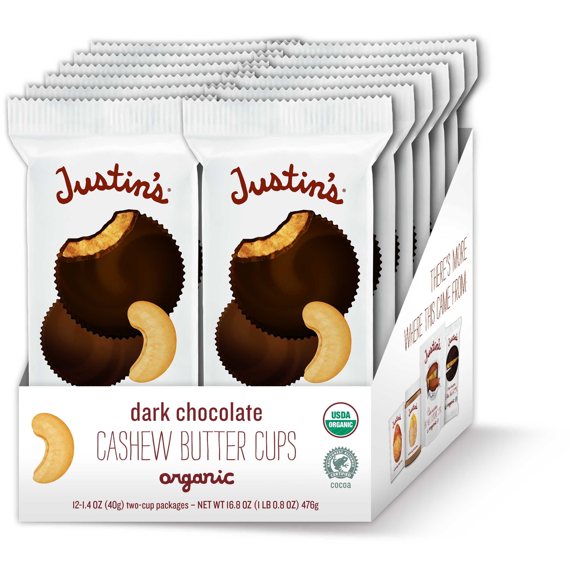 Justins Dark Chocolate Cashew Butter Cup, 1.4 Ounce -- 72 per case