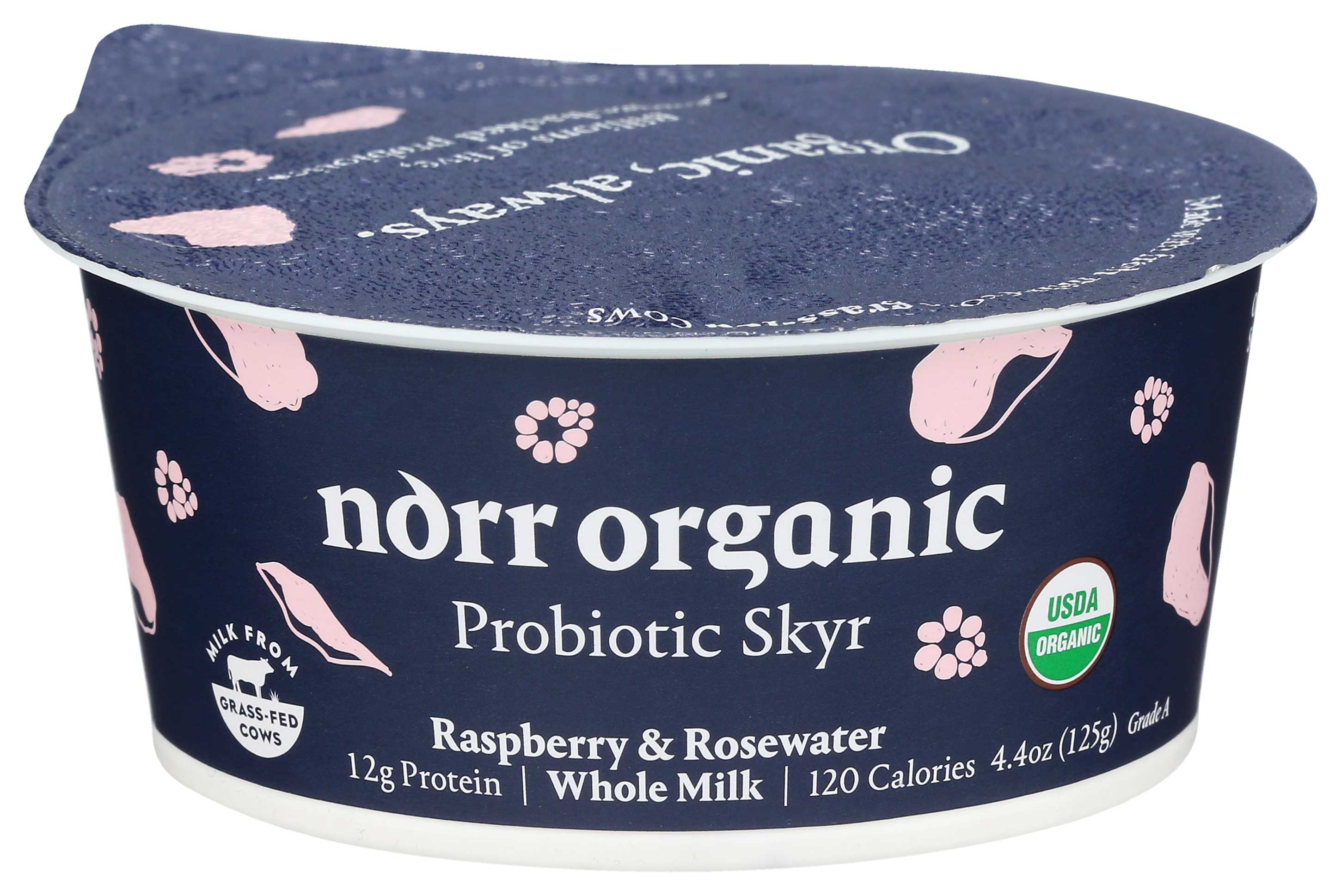 Norr Organic Whole Milk Raspberry and Rosewater Skyr Yogurt, 4.4 Ounce -- 12 per case