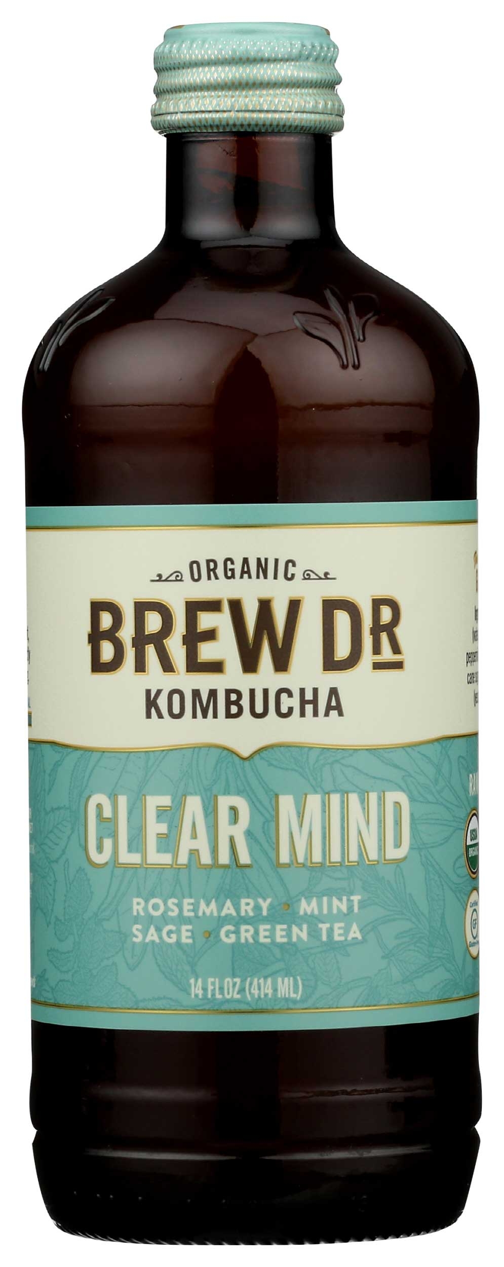 Brew Dr Organic Clear Mind Kombucha, 14 Fluid Ounce -- 12 per case.