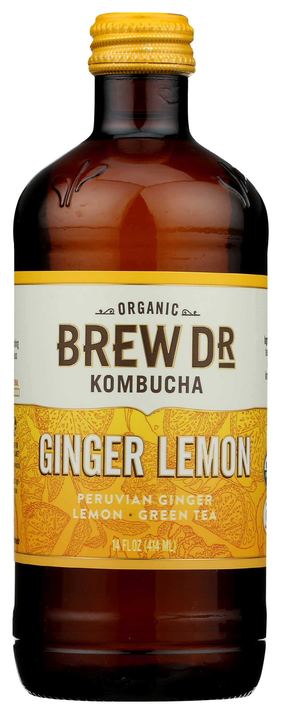 Brew Dr Organic Lemon Ginger Cayenne Kombucha, 14 Fluid Ounce -- 12 per case.