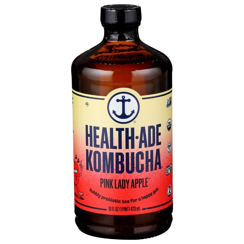 Health Ade Organic Pink Lady Apple Kombucha, 16 Fluid Ounce -- 12 per case.