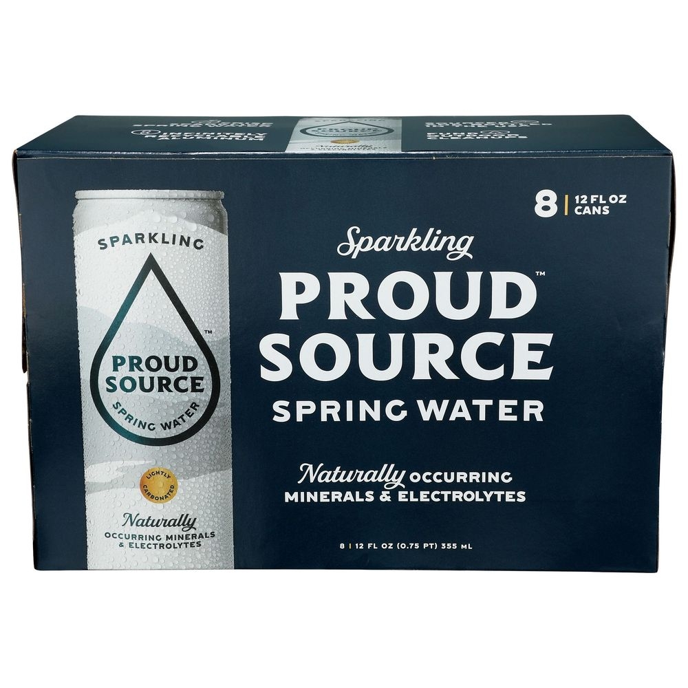 Proud Source 12 Fluid Ounce Sparkling Spring Water, 8 count -- 3 per case